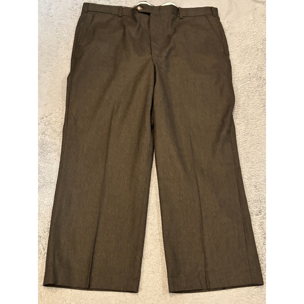 Woodward Mens Worsted Wool Dress Pants Brown Flat Front 40x34 Made in USA